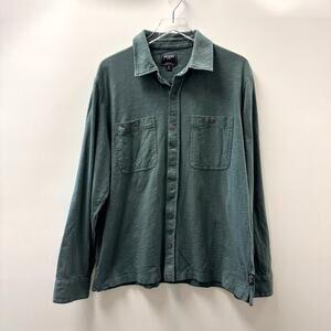 Todd Snyder Thick 100% Cotton Long Sleeve Olive Button Shirt Sz XL